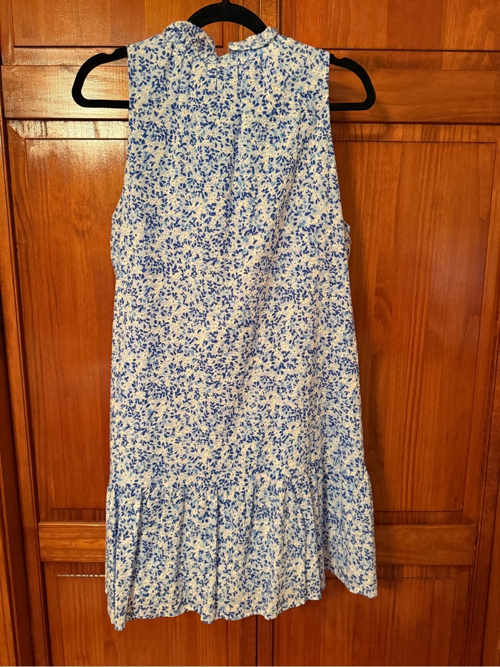 THML Sleeveless Blue Floral Ruffle-Hem Mini Dress - Picture 4 of 6
